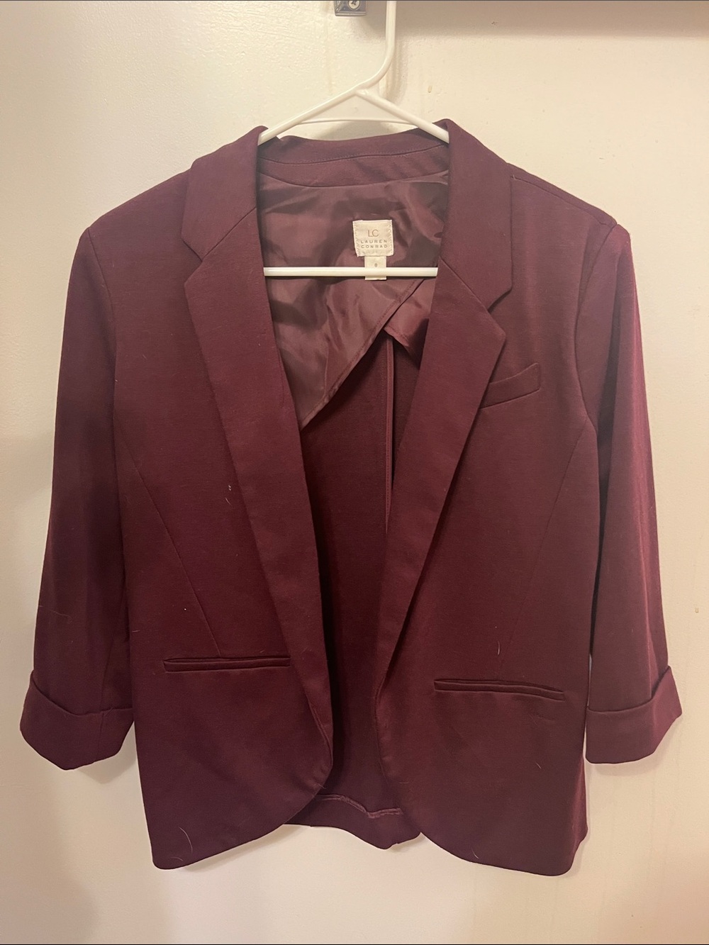 LC Lauren Conrad Plum Open-Front Blazer